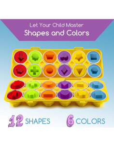 Set de 12 Huevos de Coincidencia de Formas y Colores Play Brainy - Juguete Educativo Montessori para Niños 2
