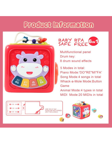 Cubos de Actividad 6 en 1 PDQROG para Bebés 18M+, Juguetes Montessori
