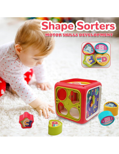 Cubos de Actividad 6 en 1 PDQROG para Bebés 18M+, Juguetes Montessori