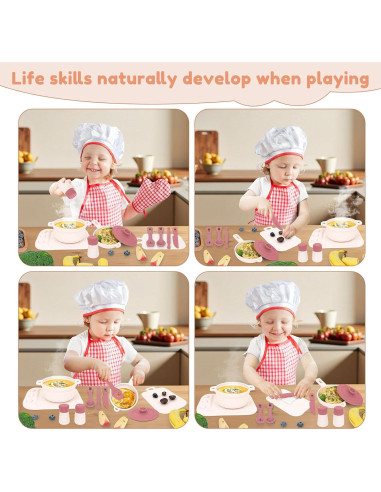 Set de Cocina de Silicona TYRY.HU 11 Piezas para Niños Rosa