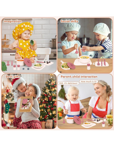 Set de Cocina de Silicona TYRY.HU 11 Piezas para Niños Rosa