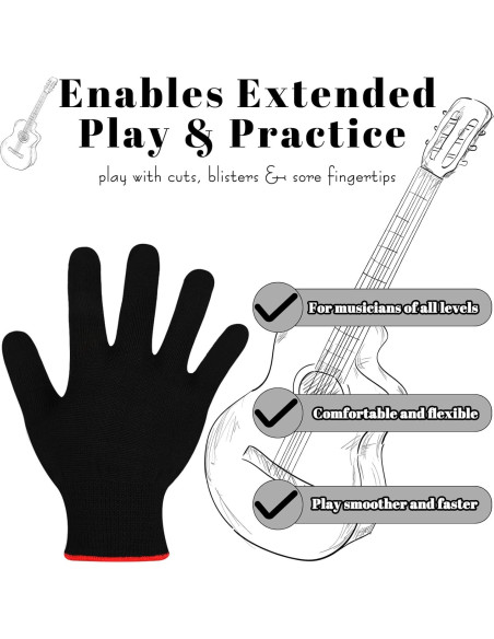 Guantes de Guitarra Jiuguva - 4 Paquetes, Negro, Mediano Guantes de Guitarra Jiuguva - 4 Paquetes, Negro, Mediano