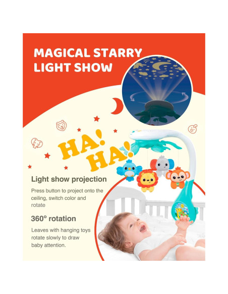 Móvil de Cuna KiddoLab 2025 con Proyector y Música Relajante Móvil de Cuna KiddoLab 2025 con Proyector y Música Relajante