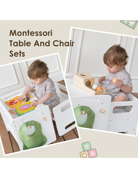 Mesa y Silla Montessori Ajustables para Niños - Blanco Mesa y Silla Montessori Ajustables para Niños - Blanco