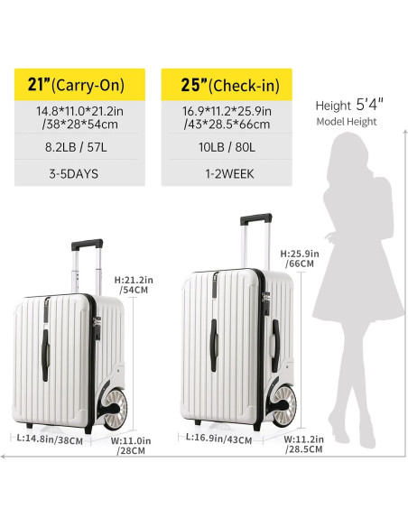 Maleta de Mano Dura ROPLUS 21" con Ruedas Grandes y Cerradura TSA Maleta de Mano Dura ROPLUS 21" con Ruedas Grandes y Cerradura TSA