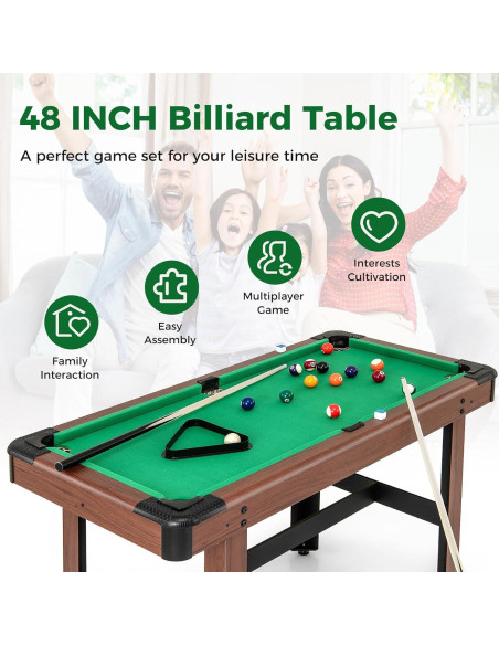 Mesa de Billar GYMAX 122 cm con Accesorios para Niños y Familia Mesa de Billar GYMAX 122 cm con Accesorios para Niños y Familia