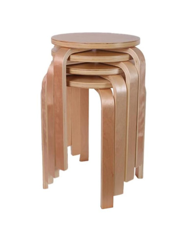 Juego de 4 Taburetes Apilables de Madera Curvada XZXYMYGS