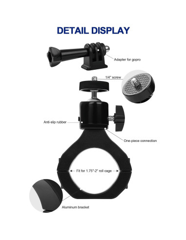 Soporte de Cámara UTV ZIDIYORUO Aluminio 360 para GoPro