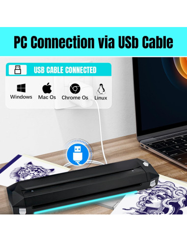 Impresora Tatuaje Térmica Inalámbrica KVM RM - Bluetooth USB