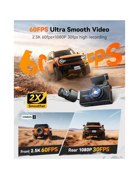 Cámara Dash WOLFBOX X3 2.5K 60FPS Dual con GPS y WiFi Cámara Dash WOLFBOX X3 2.5K 60FPS Dual con GPS y WiFi