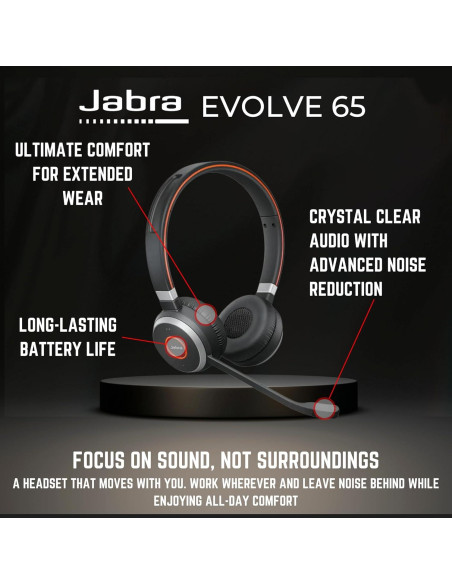 Auriculares Inalámbricos Jabra Evolve 65 Estéreo UC Bluetooth Auriculares Inalámbricos Jabra Evolve 65 Estéreo UC Bluetooth