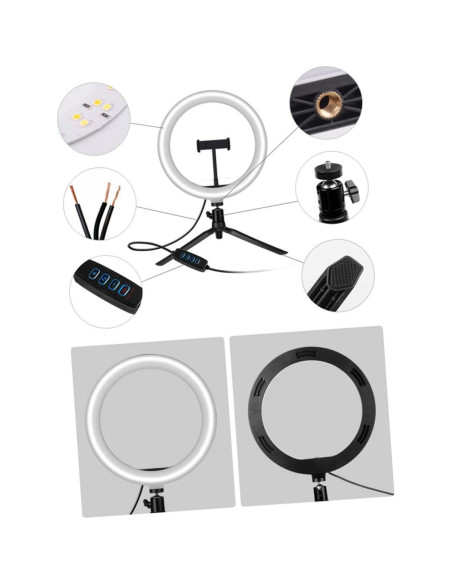 Soporte de Teléfono con Trípode y Luz LED DIYEAH 39x25cm Soporte de Teléfono con Trípode y Luz LED DIYEAH 39x25cm