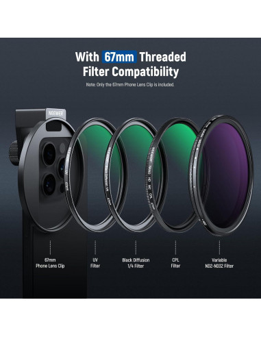 Filtro de Lente de Teléfono NEEWER 67mm con Clip y Montaje Frío