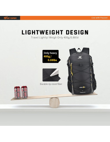 Mochila de Senderismo Plegable 30L SKYSPER ISHELL Negra