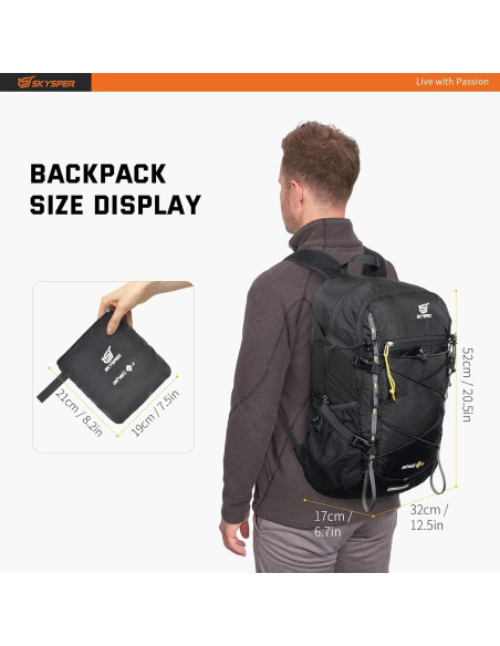 Mochila de Senderismo Plegable 30L SKYSPER ISHELL Negra Mochila de Senderismo Plegable 30L SKYSPER ISHELL Negra