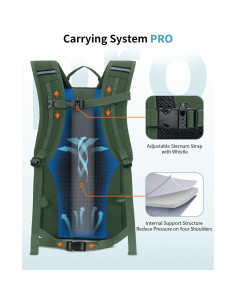 Mochila de Senderismo ECOHUB 20L Verde Resistente al Agua 2