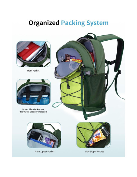 Mochila de Senderismo ECOHUB 20L Verde Resistente al Agua Mochila de Senderismo ECOHUB 20L Verde Resistente al Agua
