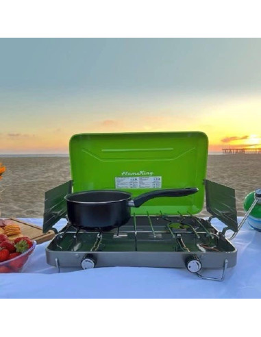 Estufa de Camping Flame King VT-101 2 Quemadores Propano 20,000 BTU