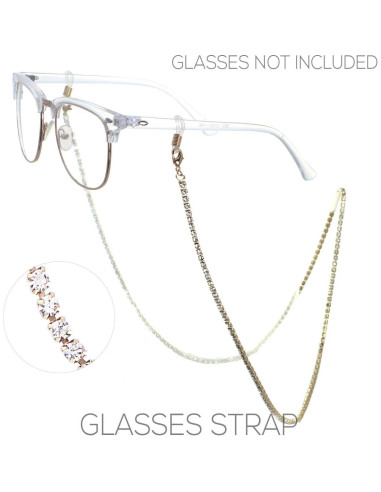 Cadena para gafas de lectura Rosemarie 72 cm con strass dorado