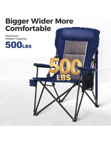 Silla de Camping Plegable ALPHA CAMP Azul Marino 227kg
