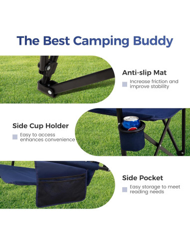 Silla de Camping Plegable ALPHA CAMP Azul Marino 227kg