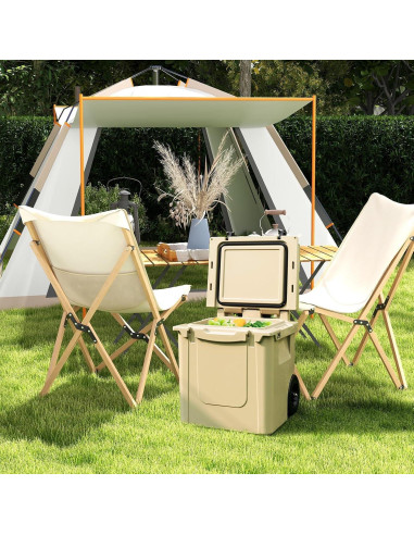 Enfriador de Hielo Goplus 45QT Aislado con Ruedas y Mangos
