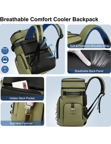 Mochila Enfriadora Aislada Weitars 31L Impermeable Doble Nivel