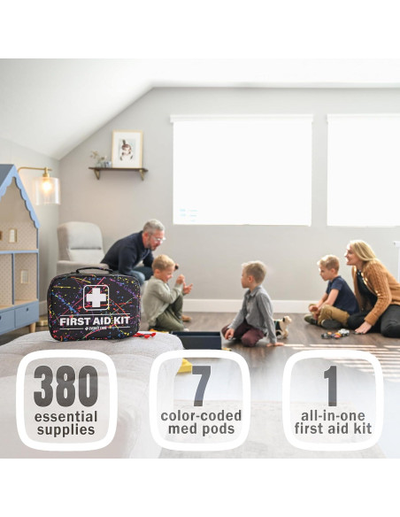 Kit de Primeros Auxilios 380 Piezas EVERLIT CARE - Negro Kit de Primeros Auxilios 380 Piezas EVERLIT CARE - Negro