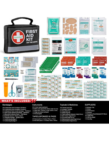 Kit de Primeros Auxilios Medi - 150 Piezas Compacto Negro