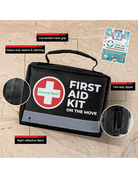 Kit de Primeros Auxilios Medi - 150 Piezas Compacto Negro Kit de Primeros Auxilios Medi - 150 Piezas Compacto Negro