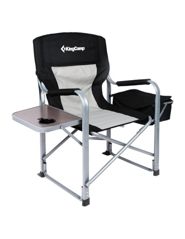 Silla de Camping Plegable KingCamp con Mesa Lateral y Bolsa Térmica, Soporta 272 kg