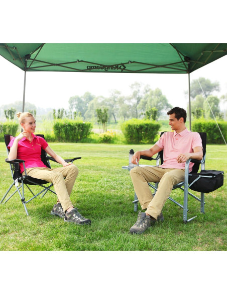 Silla de Camping Plegable KingCamp con Mesa Lateral y Bolsa Térmica, Soporta 272 kg Silla de Camping Plegable KingCamp con Mesa Lateral y Bolsa Térmica, Soporta 272 kg