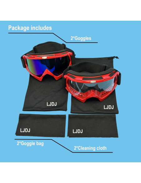 Gafas de motocross LJDJ Lj24-06 rojas y coloridas Gafas de motocross LJDJ Lj24-06 rojas y coloridas