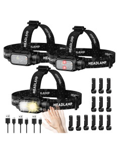 Linterna Frontal LED Recargable ATDOALL 3 Paquete 1000 Lúmenes