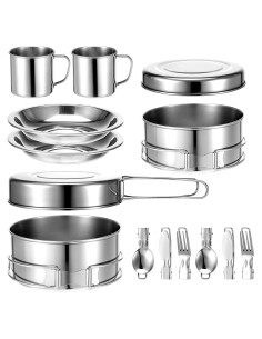 Juego de utensilios de cocina para camping JJUNW 14 piezas acero inoxidable