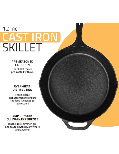 Sartén de Hierro Fundido Utopia Kitchen 30.48 cm Pre-Sazonada Sartén de Hierro Fundido Utopia Kitchen 30.48 cm Pre-Sazonada