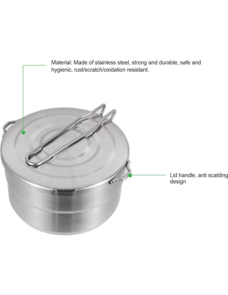 Olla de Cocina de Acero Inoxidable EKDJKK 1.5L Plegable Olla de Cocina de Acero Inoxidable EKDJKK 1.5L Plegable