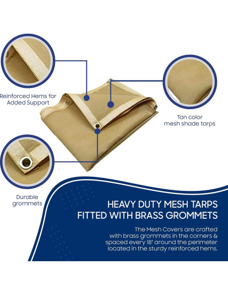 Lona de Malla Beige TarpsNow 1.83x3.05 m Alta Resistencia Lona de Malla Beige TarpsNow 1.83x3.05 m Alta Resistencia