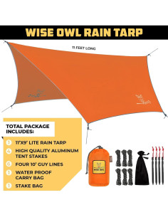 Hamaca y Lona de Lluvia Wise Owl Outfitters Naranja 2.74m 2
