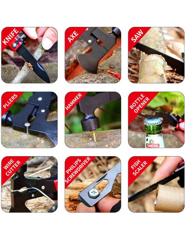 Multitool Camping 13 en 1 CRVAJJWT - Herramienta de Supervivencia