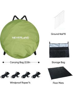 Carpa de Ducha Plegable NEVERLAND Verde 120x120 cm 2