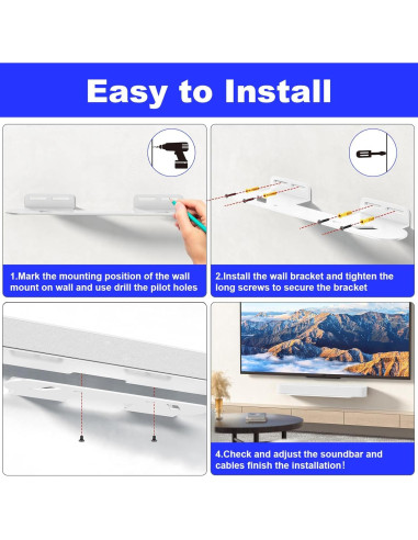 Soporte de Pared BYMECOST para Sonos Beam Gen 1 y 2 - Blanco