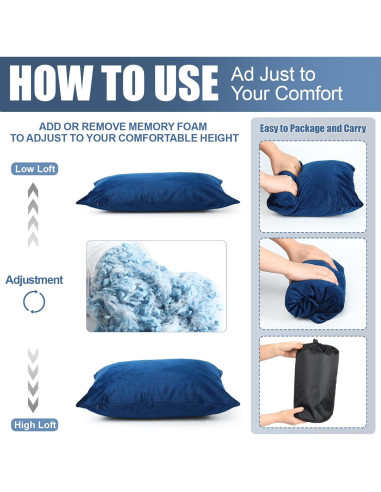 Juego de 2 Almohadas de Camping SmoothNovelty Espuma Viscoelástica