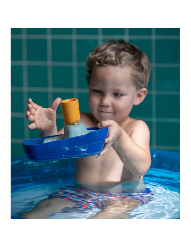Barco de Remolque de Madera PlanToys para Baño 12.5x21.1cm