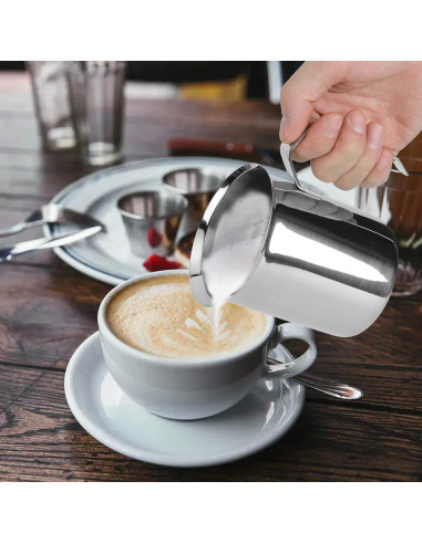Espumador de Leche Manual HERCHR 400ml Acero Inoxidable Plata