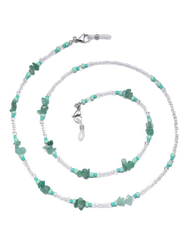 Cadena de Gafas YN02 con Perlas y Cristales Verde