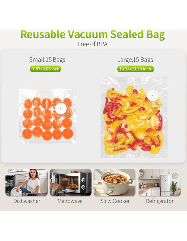 Sellador al vacío portátil HYDMY con 30 bolsas reutilizables