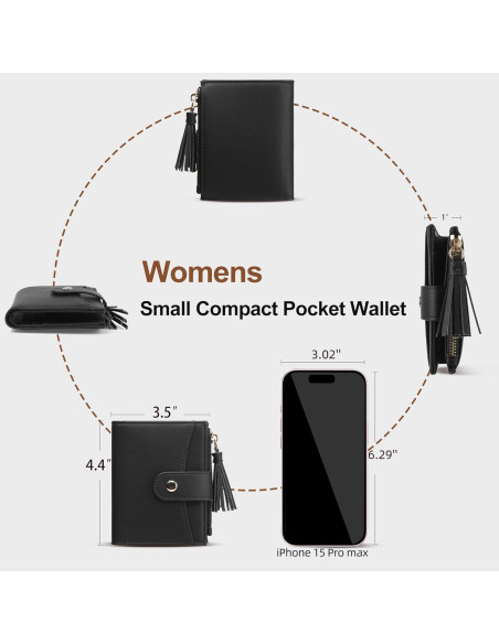 Billetera Pequeña YIIJAY para Mujeres con Bloqueo RFID - Negro Billetera Pequeña YIIJAY para Mujeres con Bloqueo RFID - Negro