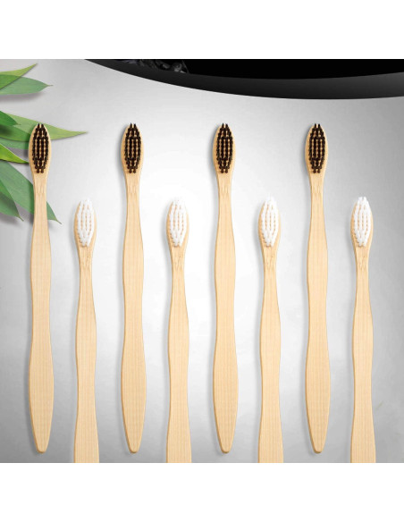 20 Cepillos de Dientes de Bambú Boao Suaves con Carbón Activado 20 Cepillos de Dientes de Bambú Boao Suaves con Carbón Activado