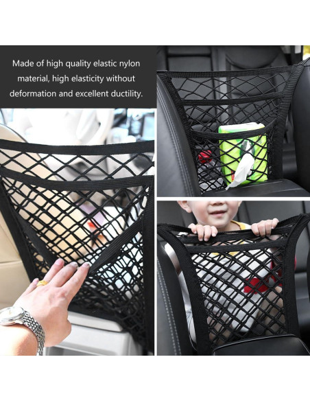 Organizador de Malla para Auto ZNDAW 3 Capas Ajustable Negro Organizador de Malla para Auto ZNDAW 3 Capas Ajustable Negro